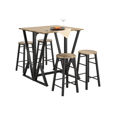 SoBuy OGT24-N Set de 1 Table + 4 Chaises Ensemble Table de Bar bistrot + 4 tabourets Table Mange-Debout Table Haute Cuisine T