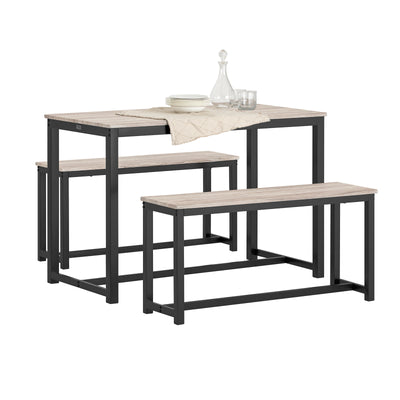 SoBuy OGT25-HN Ensemble Table à Manger et 2 Bancs, Set de 3 Pièces, Ensemble de Table de Cuisine avec 2 Bancs