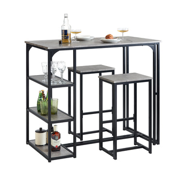 SoBuy OGT43-HG Lot Table et 2 Tabourets de Bar Ensemble Table de Bar + Chaises de Bar Table de Bistrot Table Mange-Debout Tab