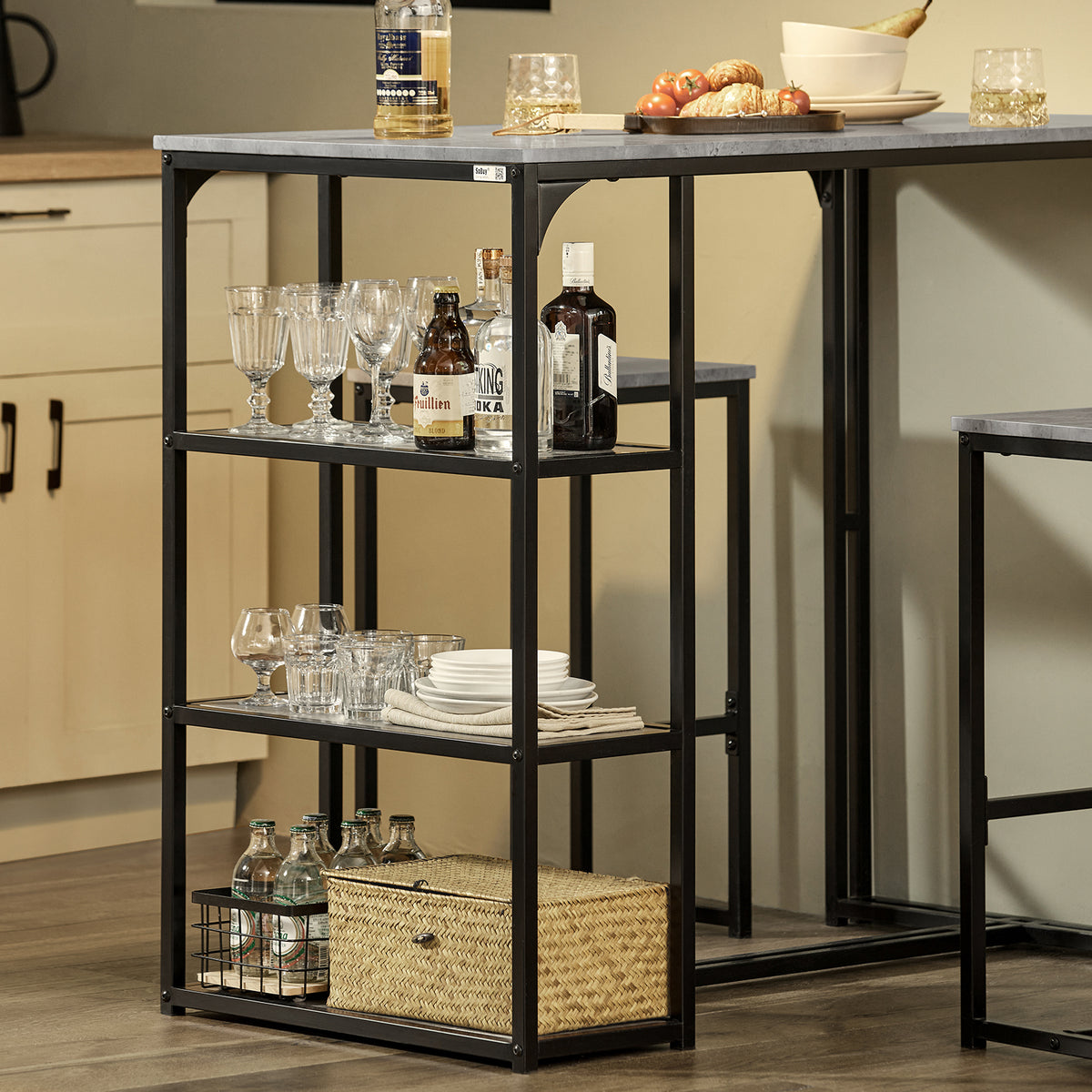 SoBuy OGT43-HG Set Masă și 2 Scaune de Bar Set Masă de Bar + Scaune de Bar Masă de Bistro Masă Înaltă