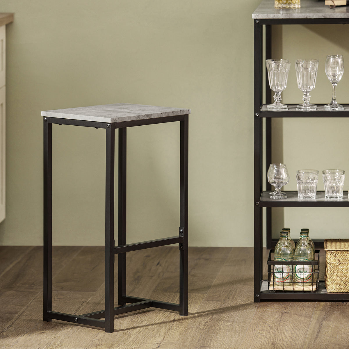 SoBuy OGT43-HG Set Masă și 2 Scaune de Bar Set Masă de Bar + Scaune de Bar Masă de Bistro Masă Înaltă