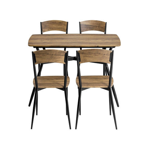 SoBuy Set de 5 bucăți de masă cu 4 scaune pentru bucătărie mobilă set mobil set de prânz maro 110x76x70cm OG49-F