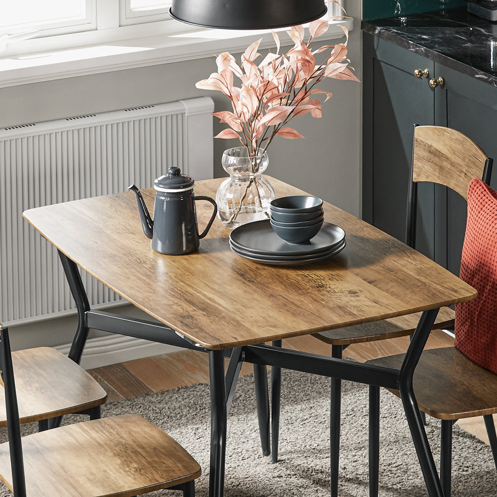 SoBuy OGT49-F Set masă de dining și 4 scaune Masă de bucătărie Set de 5 piese Cadru din oțel Masă