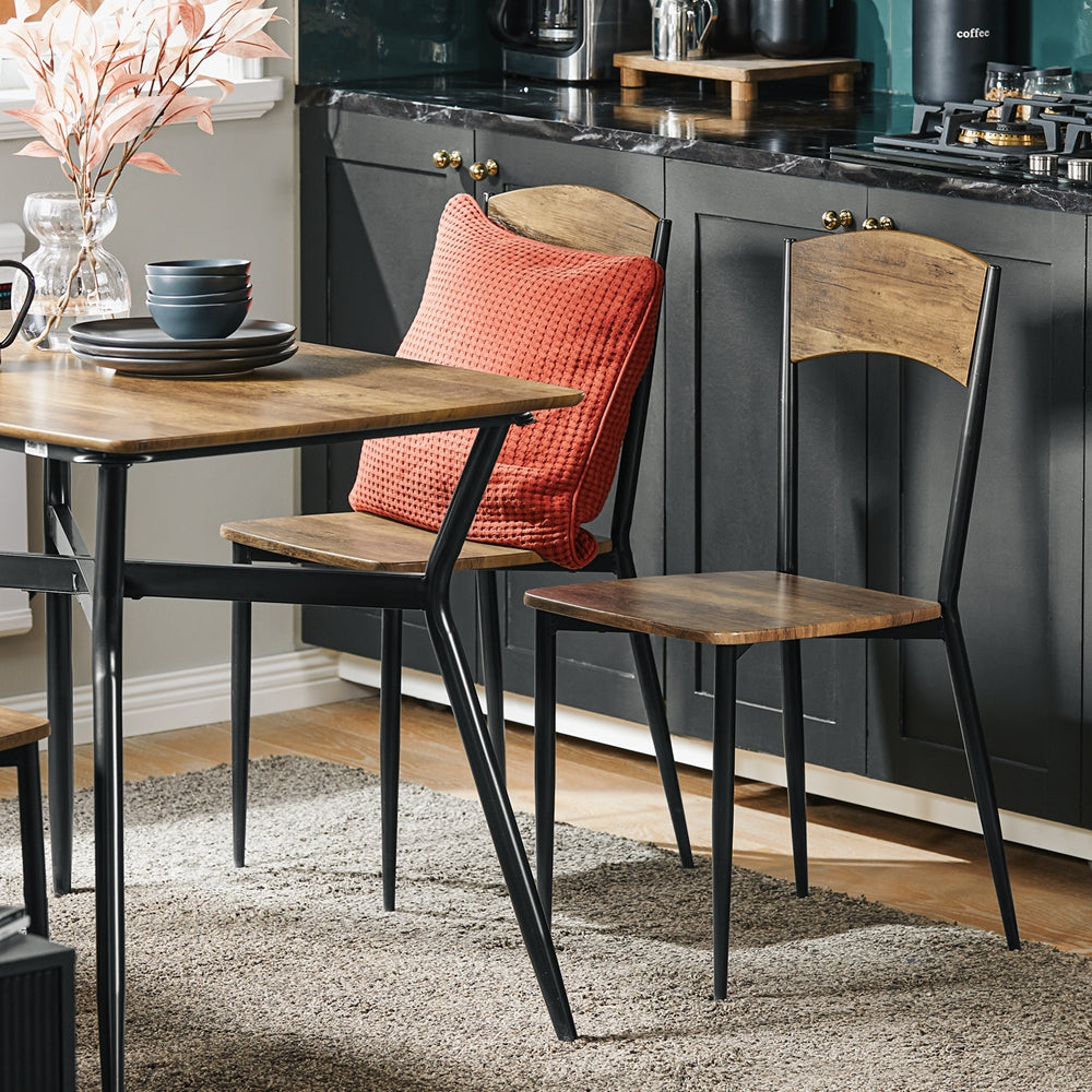 SoBuy OGT49-F Set masă de dining și 4 scaune Masă de bucătărie Set de 5 piese Cadru din oțel Masă