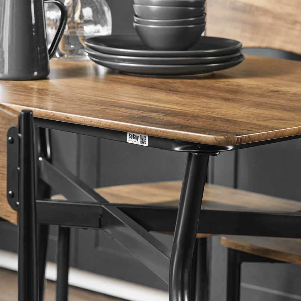 SoBuy OGT49-F Set masă de dining și 4 scaune Masă de bucătărie Set de 5 piese Cadru din oțel Masă