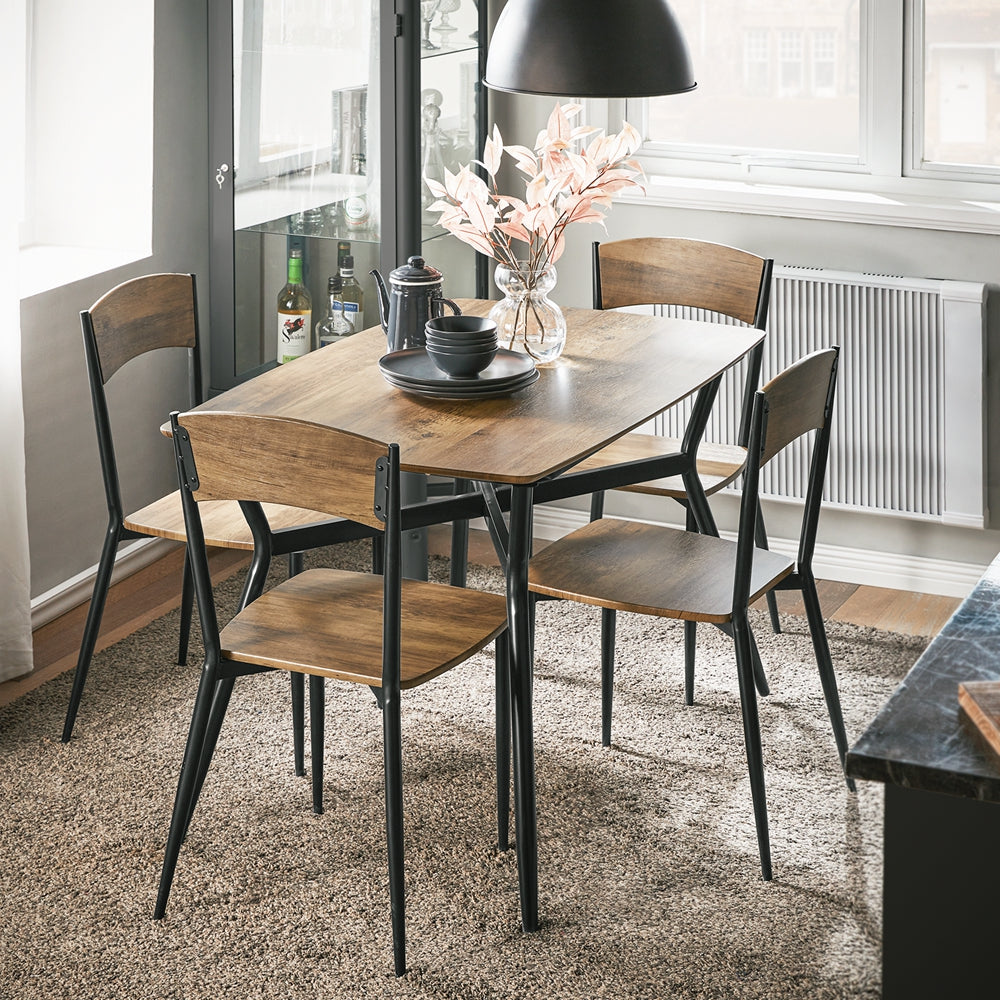 SoBuy OGT49-F Set masă de dining și 4 scaune Masă de bucătărie Set de 5 piese Cadru din oțel Masă