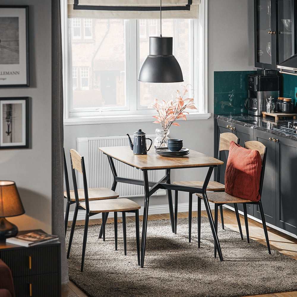 SoBuy OGT49-F Set masă de dining și 4 scaune Masă de bucătărie Set de 5 piese Cadru din oțel Masă