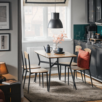 SoBuy OGT49-F Set masă de dining și 4 scaune Masă de bucătărie Set de 5 piese Cadru din oțel Masă