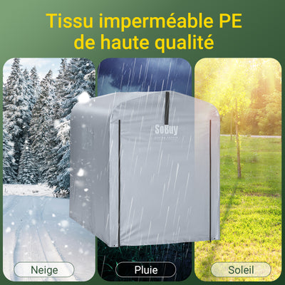 SoBuy SDA11-SIL Bâche pour Abri de Jardin Imperméable, pour Abri Vélo, Moto et Outils, Résistant à l’Humidité, Rangement Optimisé – L120×P176×H163 cm, Argent