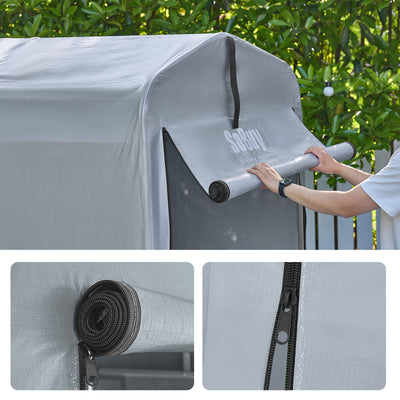 SoBuy SDA11-SIL Bâche pour Abri de Jardin Imperméable, pour Abri Vélo, Moto et Outils, Résistant à l’Humidité, Rangement Optimisé – L120×P176×H163 cm, Argent