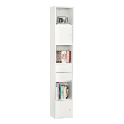 SoBuy STR10-W Meuble Colonne de Salle de Bain Armoire de Rangement Placard de Rangement Armoire sur Pied avec 2 Portes et 2 T