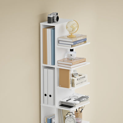 SoBuy STR14-H-W Bibliothèque Colonne Étroite 7 Niveaux – Meuble de Rangement en Bois, Étagère Blanche – 30×32,5×146,8 cm, Charge 60 kg