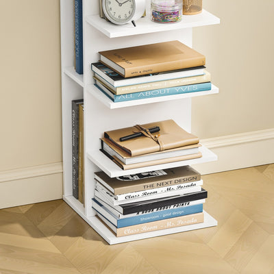 SoBuy STR14-H-W Bibliothèque Colonne Étroite 7 Niveaux – Meuble de Rangement en Bois, Étagère Blanche – 30×32,5×146,8 cm, Charge 60 kg