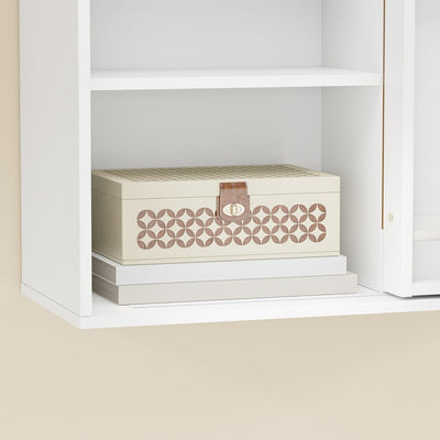 SoBuy STR16-W Armoire Murale Suspendue Blanche – Étagère Murale avec Panneau Perforé et Tableau Blanc pour Entrée, Bureau et Chambre – 70×25,1×70,2 cm, Charge 27 kg