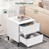 SoBuy FBT157-W Măsuță de capăt Măsuță de noptieră Măsuță auxiliară Măsuță de cafea cu 2 sertare pentru living, dormitor sau birou, picioare metalice, L40 x A40 x H48 cm, Alb