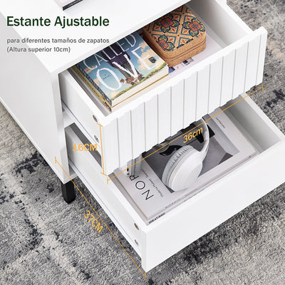 SoBuy FBT157-W Bout de Canapé Table de Chevet Table de Nuit Table d'Appoint Table Basse avec 2 Tiroirs pour Salon, Chambre ou Bureau, Pieds en Métal, L40 x P40 x H48 cm, Blanc