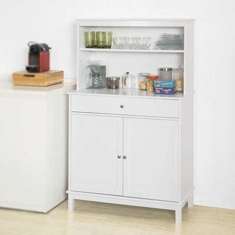SoBuy Bucătărie pentru bucătărie mobilă Credenza cu vitrină albă L90*P40*A148 CM, FSB26-W