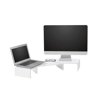 SoBuy BBF08-W Support de Moniteur Écran Extensible, Réhausseur d'écran Ergonomique pour 2 moniteurs