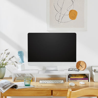 SoBuy BBF08-W Suport pentru monitor extensibil, Suport ergonomic pentru 2 monitoare