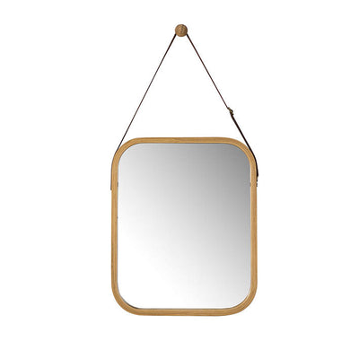 SoBuy BZR03-N Miroir Mural Bambou Miroir Salle de Bain avec Poignée et Crochet