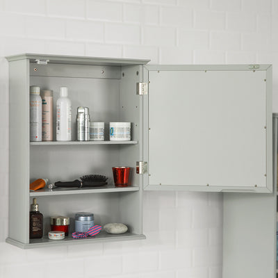 SoBuy BZR08-HG Meuble Haut Armoire Suspendue de Toilettes Placard Mural Gris