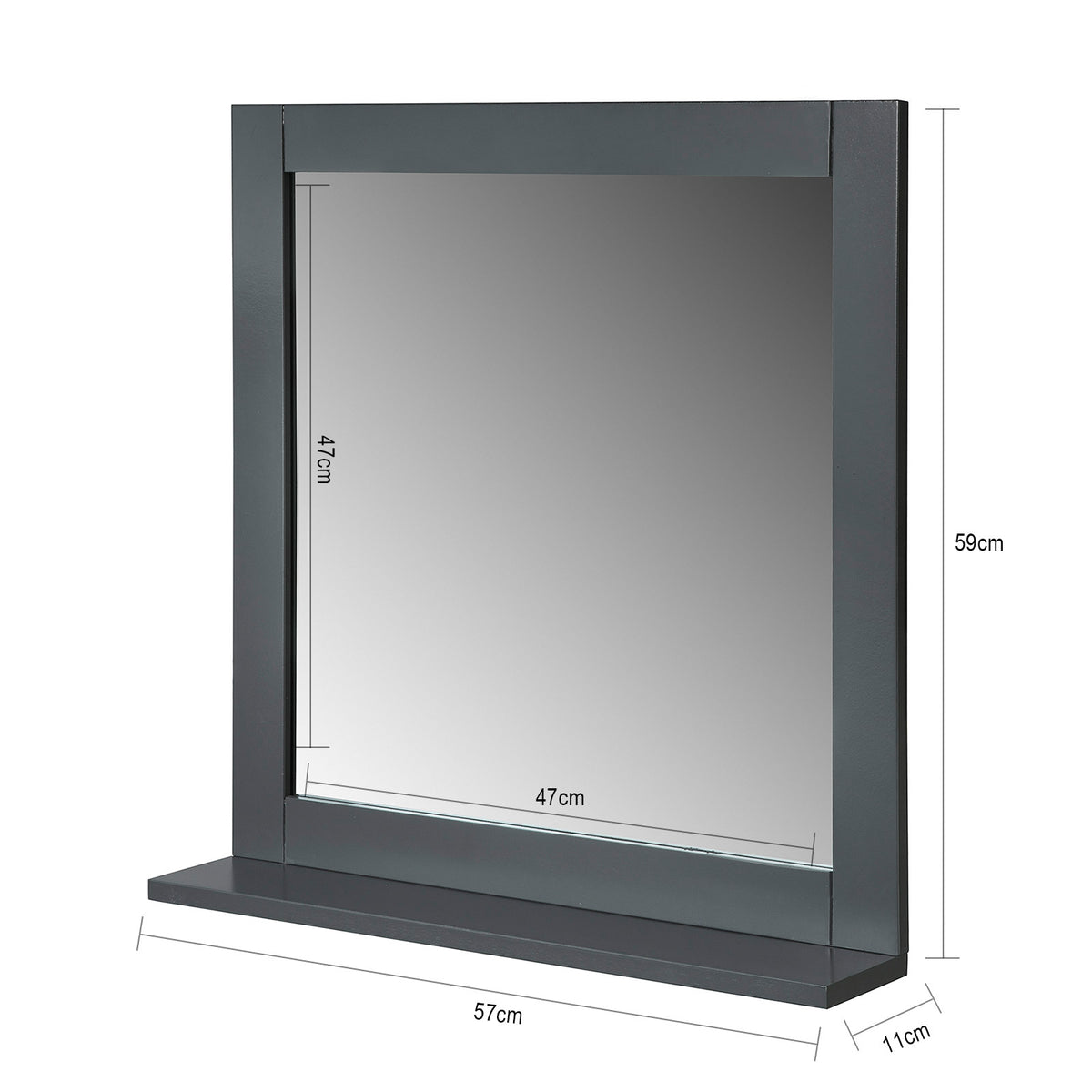 SoBuy BZR16-DG Miroir Mural Meuble Salle de Bain avec 1 étage Plateau