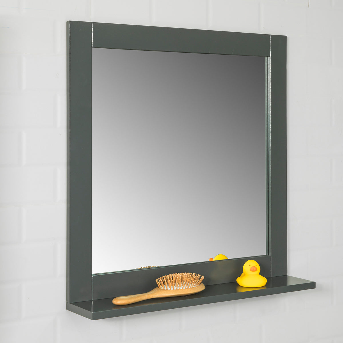 SoBuy BZR16-DG Miroir Mural Meuble Salle de Bain avec 1 étage Plateau