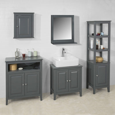 SoBuy BZR16-DG Miroir Mural Meuble Salle de Bain avec 1 étage Plateau