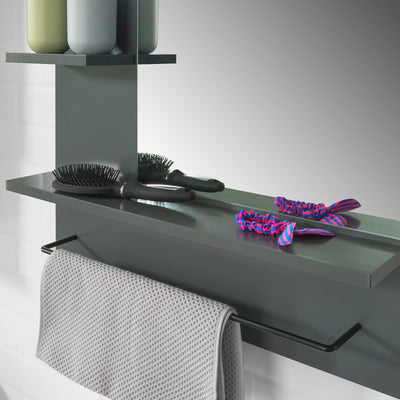 SoBuy BZR23-DG Miroir avec Porte-Serviettes Miroir Mural Miroir de Salle de Bain avec étagères