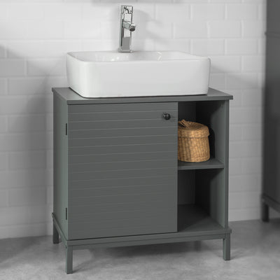 SoBuy BZR24-DG Meuble sous-Lavabo avec Rangement Meuble de Salle de Bain sous Vasque