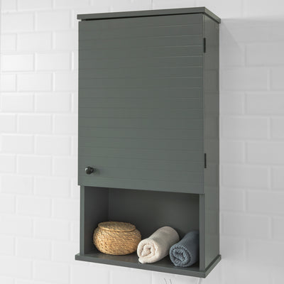 SoBuy BZR25-DG Meuble Haut Armoire Suspendue de Toilettes Placard Mural