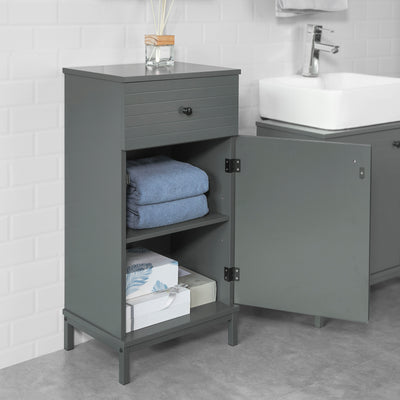 SoBuy BZR26-DG Meuble Bas de Salle de Bain Armoire Toilette avec 1 Tiroir + 1 Porte