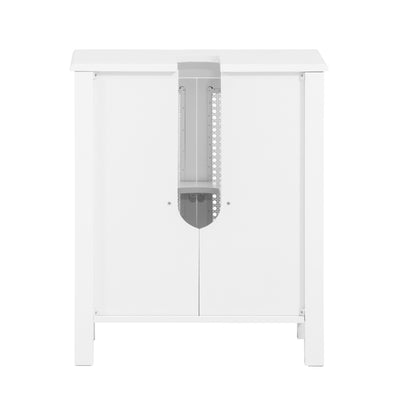 SoBuy BZR35-W Meuble sous Lavabo Salle de Bain Meuble Lavabo avec 2 Portes et Étagère Petit Meuble Salle de Bain avec Panneaux en Treillis pour Vasque ou Lavabo Blanc 50x60x33 cm