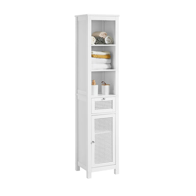 SoBuy BZR36-W Dulap înalt de baie cu 1 ușă, 1 sertar și 3 rafturi
