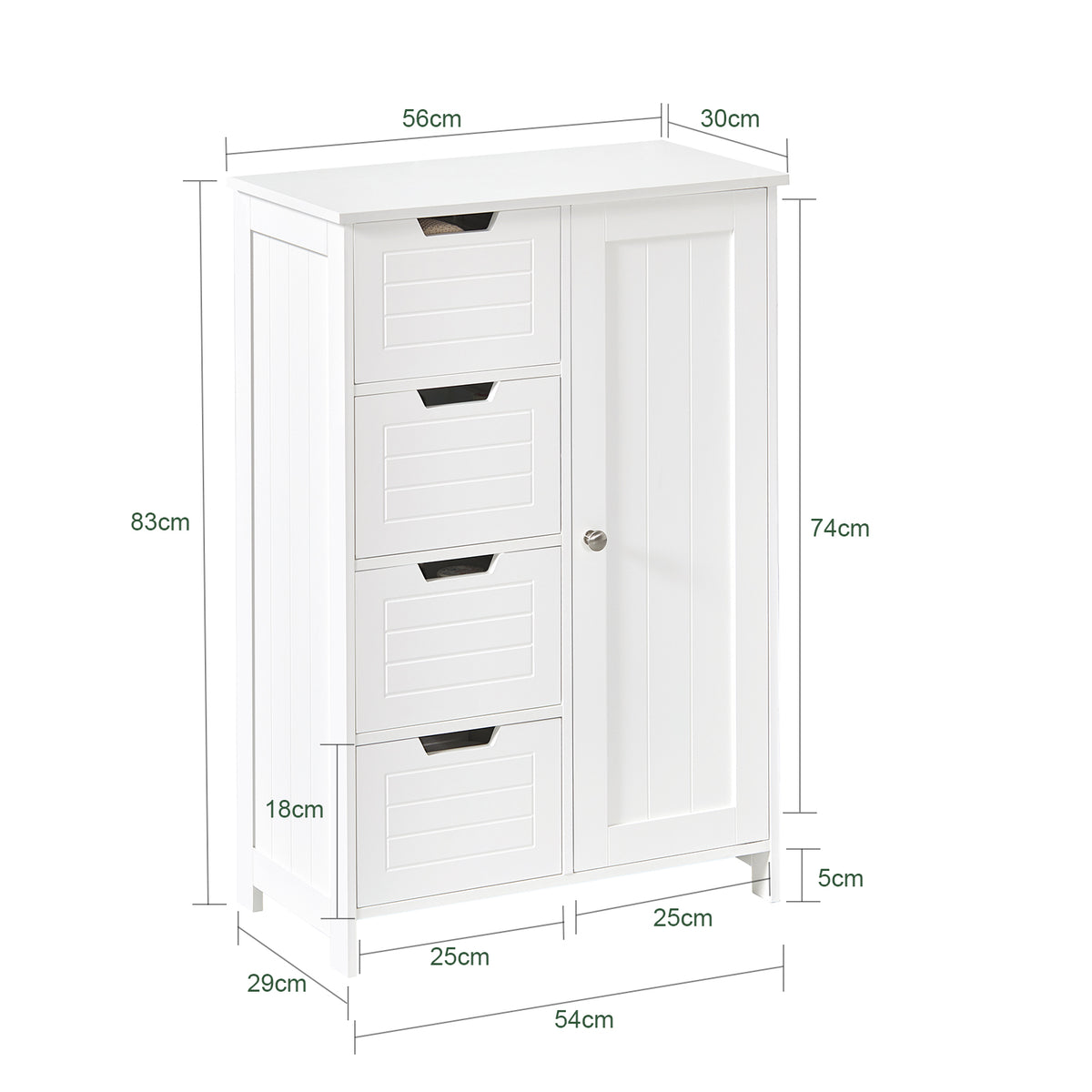 SoBuy BZR37-W Meuble Bas Meuble Colonne Placard de Rangement Armoire pour Cuisine, Salle de Bain, Toilette, Commode de salle de bain