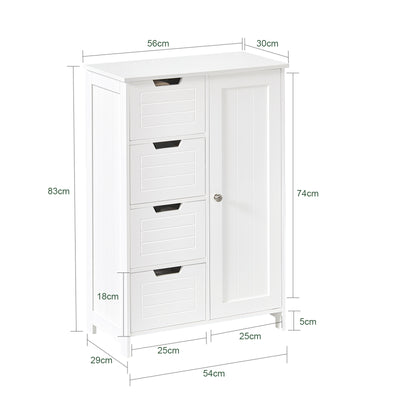 SoBuy BZR37-W Meuble Bas Meuble Colonne Placard de Rangement Armoire pour Cuisine, Salle de Bain, Toilette, Commode de salle de bain