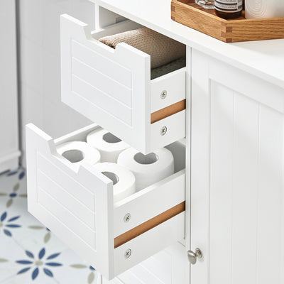 SoBuy BZR37-W Meuble Bas Meuble Colonne Placard de Rangement Armoire pour Cuisine, Salle de Bain, Toilette, Commode de salle de bain