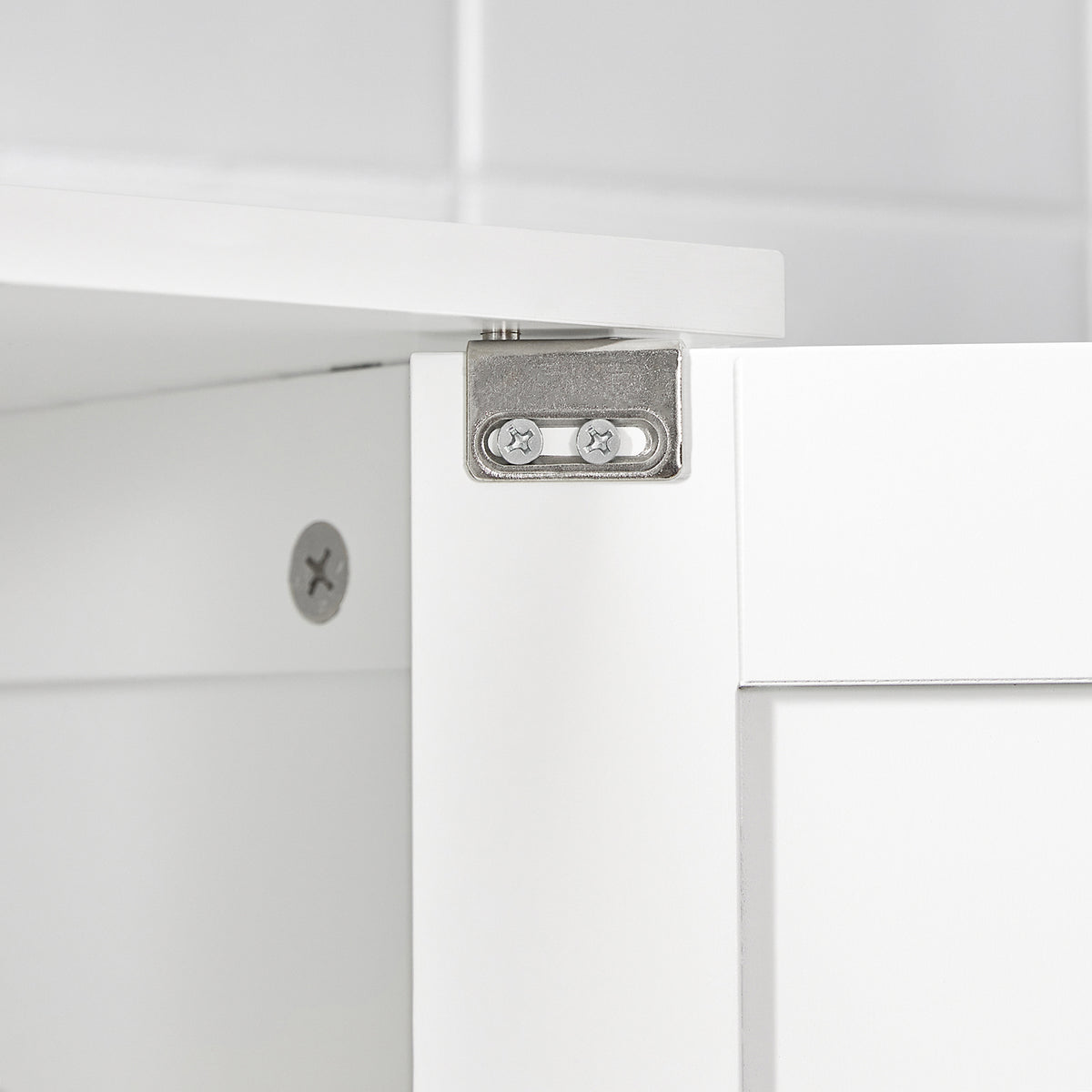 SoBuy BZR37-W Meuble Bas Meuble Colonne Placard de Rangement Armoire pour Cuisine, Salle de Bain, Toilette, Commode de salle de bain