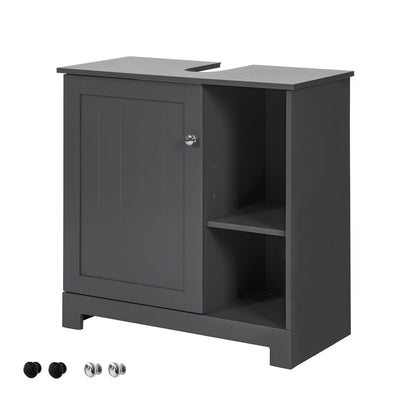 SoBuy BZR38-DG Meuble sous-Lavabo Dessous de Lavabo ou Evier Meuble de Salle de Bain Vasque à 1 Porte et 2 Étagères