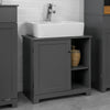 SoBuy BZR38-DG Meuble sous-Lavabo Dessous de Lavabo ou Evier Meuble de Salle de Bain Vasque à 1 Porte et 2 Étagères