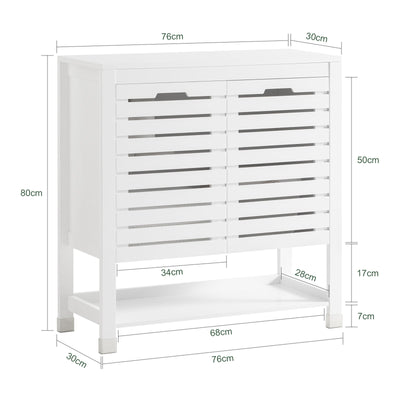 SoBuy BZR50-W Dulap inferior de baie, dulap de baie cu picioare cu 1 compartiment deschis și 2 uși, dulap de depozitare