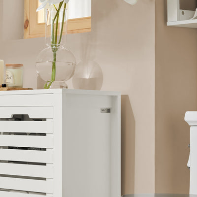 SoBuy BZR50-W Dulap inferior de baie, dulap de baie cu picioare cu 1 compartiment deschis și 2 uși, dulap de depozitare