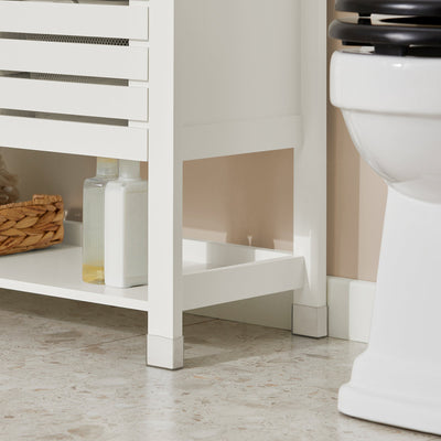 SoBuy BZR50-W Dulap inferior de baie, dulap de baie cu picioare cu 1 compartiment deschis și 2 uși, dulap de depozitare