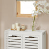SoBuy BZR50-W Meuble Bas de Salle de Bain Armoire de Salle de Bain sur Pieds avec 1 Compartiment Ouvert et 2 Portes Meuble de Rangement