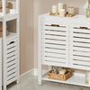 SoBuy BZR50-W Meuble Bas de Salle de Bain Armoire de Salle de Bain sur Pieds avec 1 Compartiment Ouvert et 2 Portes Meuble de Rangement