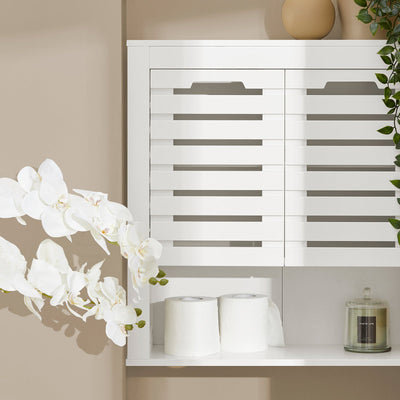 SoBuy BZR51-W Meuble Haut Armoire de Toilettes Salle de Bain Suspendue Placard Commode Murale Armoire à Pharmacie