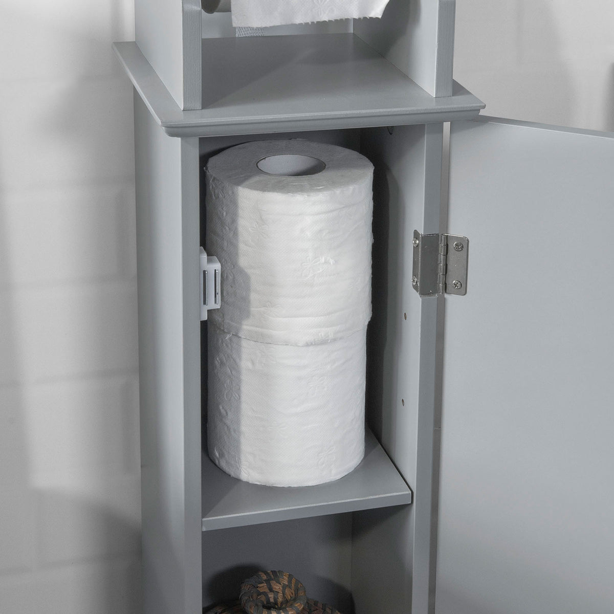 SoBuy BZR53-HG Support Papier Toilette Armoire Toilettes Porte Brosse WC