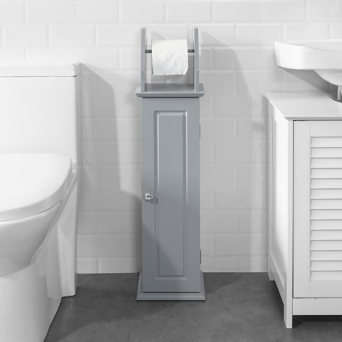 SoBuy BZR53-HG Suport hârtie igienică Dulăpior pentru toaletă Suport perie WC