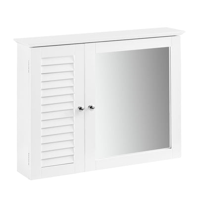 SoBuy BZR55-W Armoire Miroir Meuble Haut de Salle de Bain Armoire Suspendue avec Porte Miroir Commode Meuble de Rangem