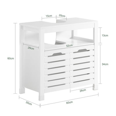 SoBuy BZR58-W Meuble sous-Lavabo, Meuble sur Pieds de Salle de Bain, Meuble sous-Vasque, Armoire Salle de Bain